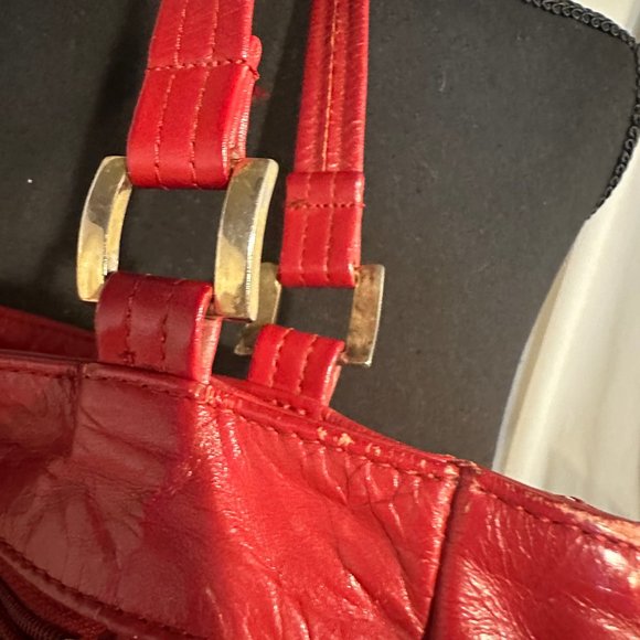 Vintage Red Leather handbag Sas - Picture 11 of 16